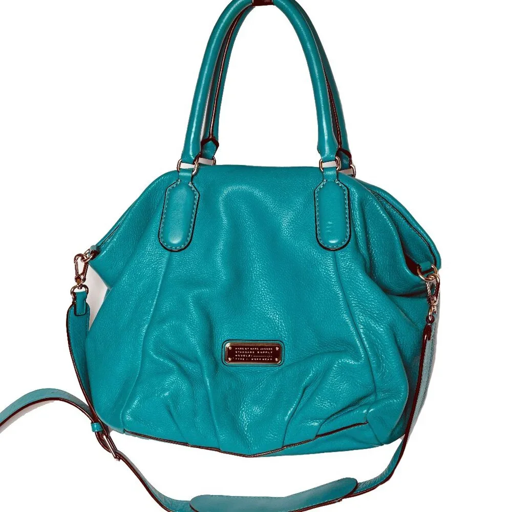 MARC BY MARC JACOBS Leather Aqua Blue/Teal Hobo Bag / Large Shoulder Bag - Picture 4 of 9